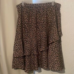Leopard Print Midi Tiered Skirt